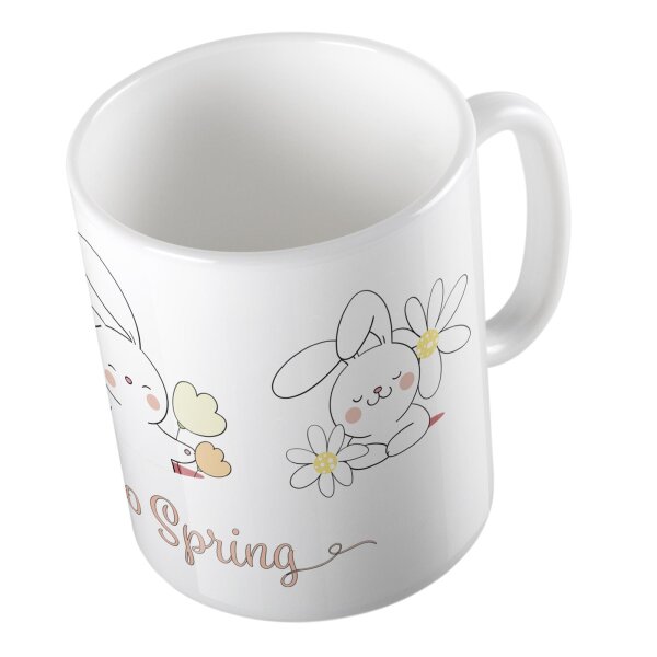 Kaffeetasse Hello Spring Hasen Weiß 330ml