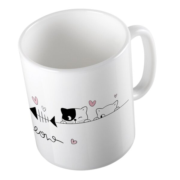 Kaffeetasse Meow Katzen Kitten Weiß 330ml