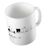 Kaffeetasse Meow Katzen Kitten Weiß 330ml
