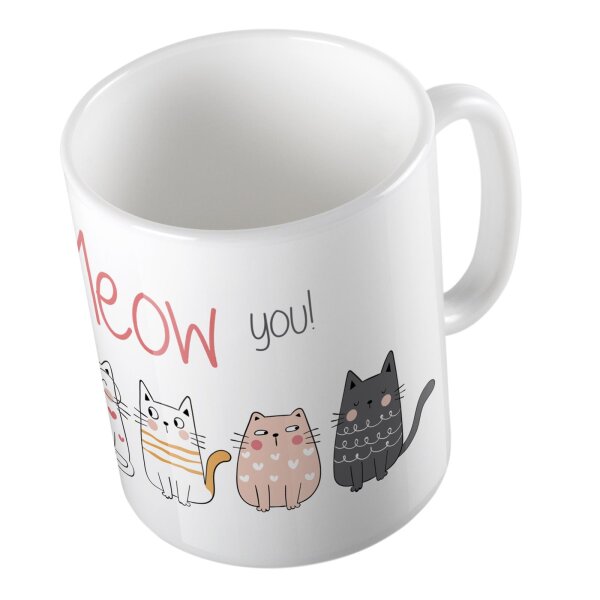 Kaffeetasse I really Meow you Katzen Weiß 330ml