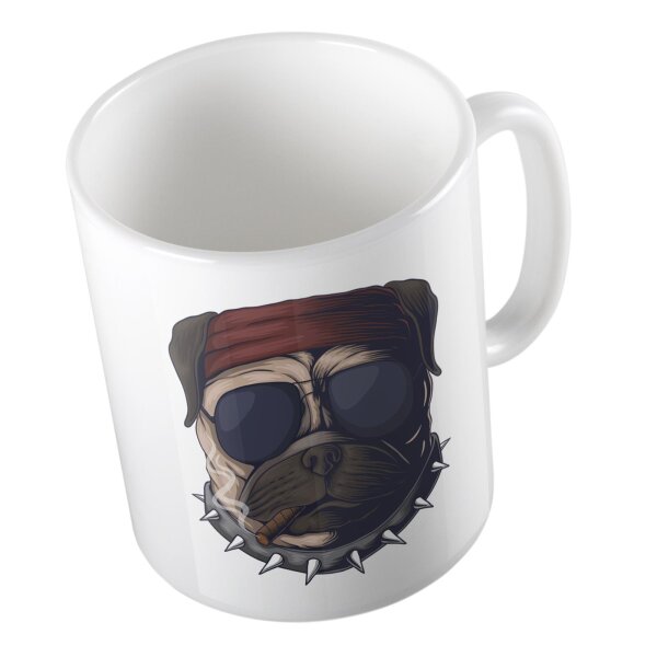 Kaffeetasse Bad Dog Mops Weiß 330ml