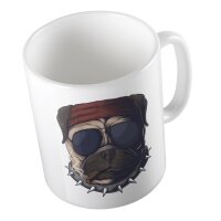 Kaffeetasse Bad Dog Mops Weiß 330ml