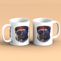 Kaffeetasse Bad Dog Mops Weiß 330ml