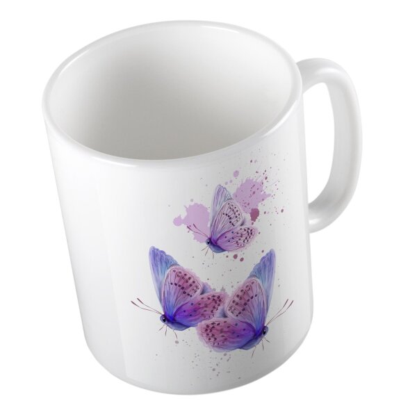 Kaffeetasse Schmetterlinge Weiß 330ml