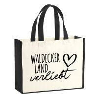 Jutetasche Waldecker Land verliebt 21 Liter Black