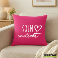 Couchkissen Köln verliebt 40x40cm mit Füllung Fuchsia