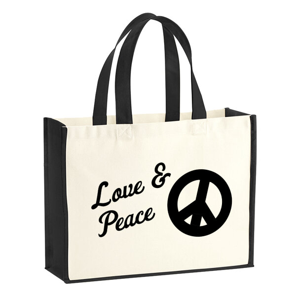 Jutetasche Love & Peace  21 Liter Black