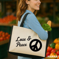 Jutetasche Love & Peace  21 Liter Black
