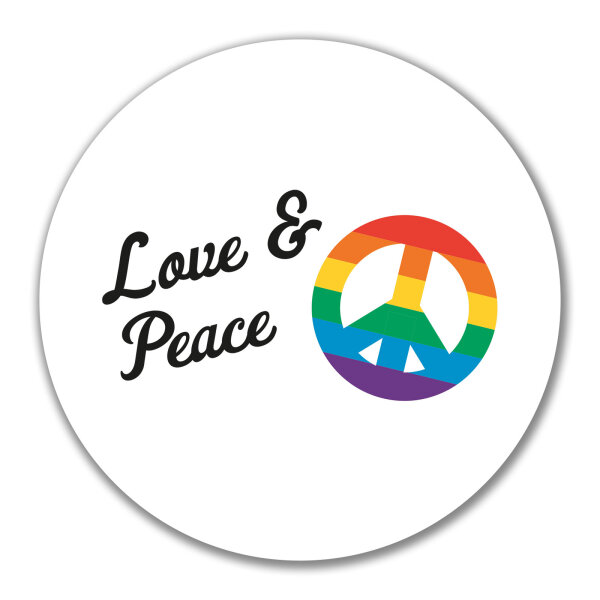 Aufkleber Love & Peace  10cm Sticker