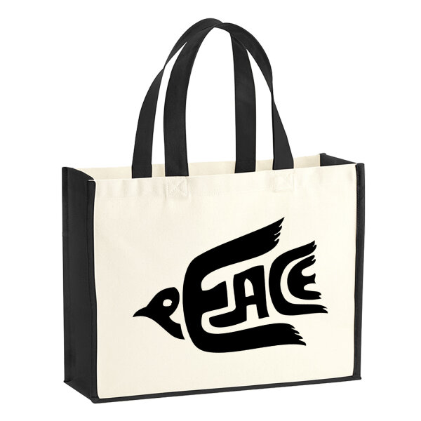 Jutetasche Peace Friedenstaube  21 Liter Black