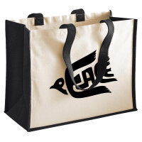 Jutetasche Peace Friedenstaube in Black, 21 Liter