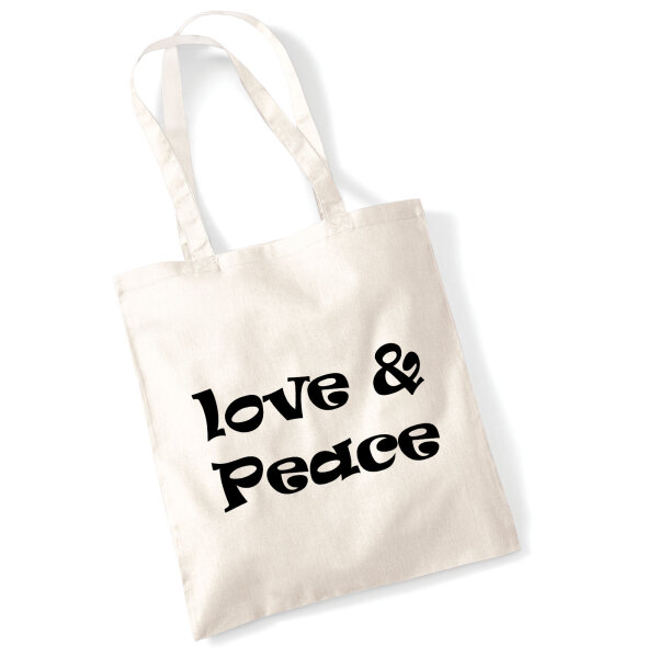 Jutebeutel Love & Peace 70s  10 Liter