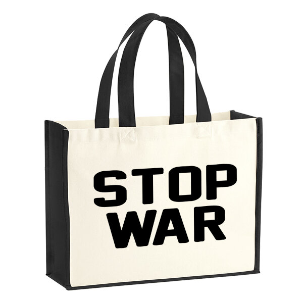 Jutetasche Stop War  21 Liter Black