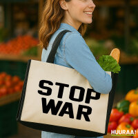 Jutetasche Stop War  21 Liter Black