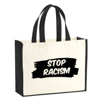 Jutetasche Stop Racism  21 Liter Black